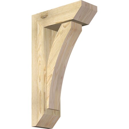 Ekena Millwork Thorton Slat Rough Sawn Bracket w/ Offset Brace, Douglas Fir, 6"W x 16"D x 28"H BKT0604X16X28THR06RDF